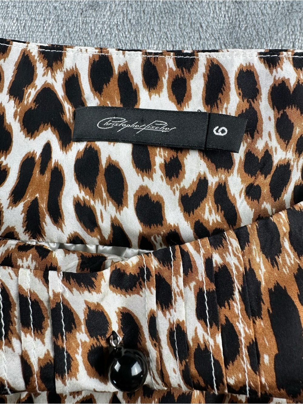 Christopher Fischer 100% Silk Leopard Bubble Hem Mini Dress 6 Y2K Indie Sleaze - Picture 10 of 12